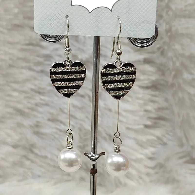 Antique Silver Earrings-Diyu Dhyu Silver Plated Austrian Stone Dangler Earrings