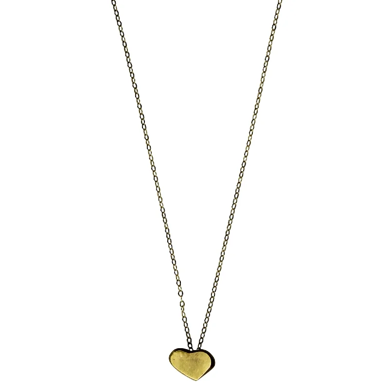 Heart-Shaped Crystal Necklaces-Gia Cast Heart Necklace, Brass