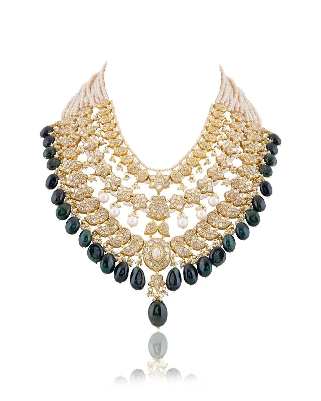 Fashionable Statement Necklaces-Riyana Polki Long Necklace