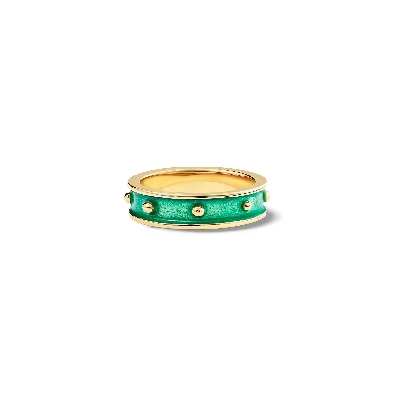 Handmade Gold Rings-Decimus Ring Yellow Gold - Turquoise Enamel