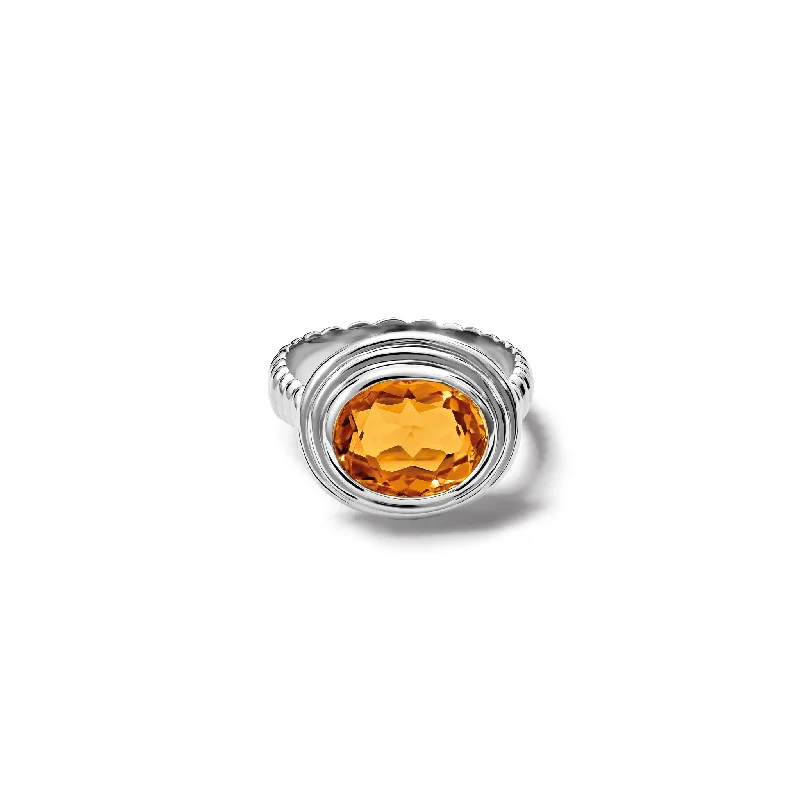 Simple Diamond Rings-Whirlpool II Ring Silver - Citrine