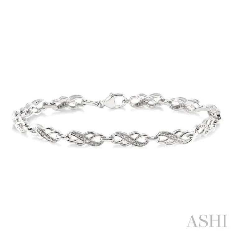 Trendy Leather Bracelets-1/20 Ctw Single Cut Diamond Bracelet in Sterling Silver