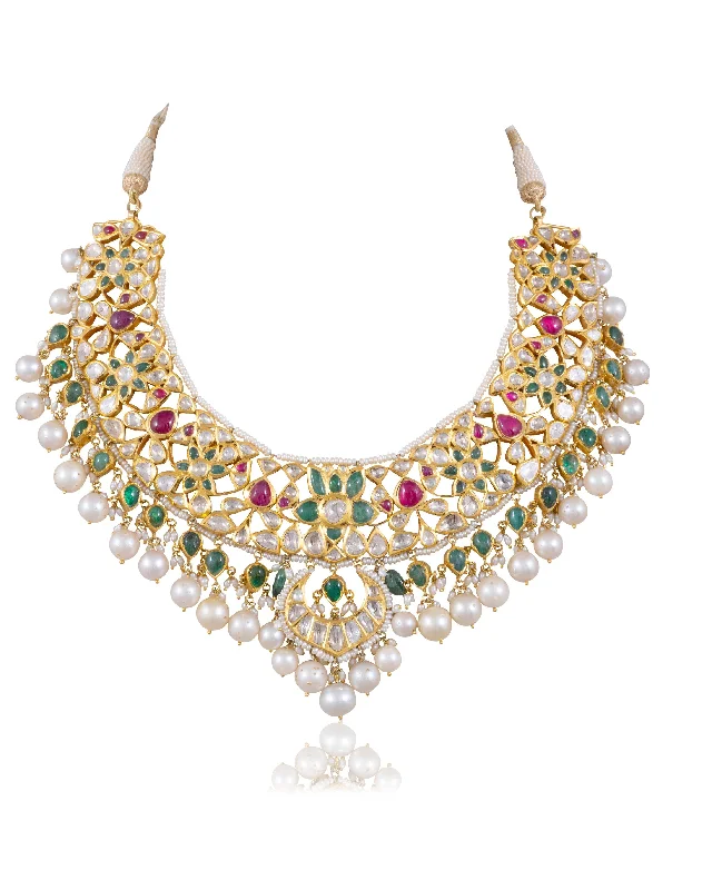 Affordable Necklaces for Women-Nithya Jadau Polki Necklace