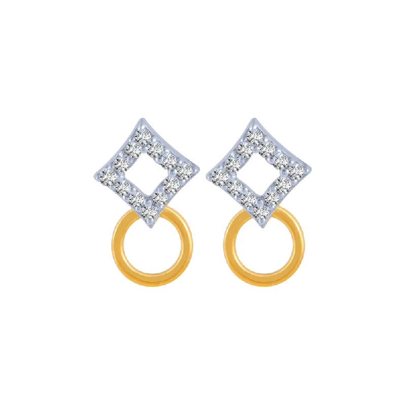 Cute Heart Earrings-14KT (585) Yellow Gold And Diamond Stud Earrings For Women