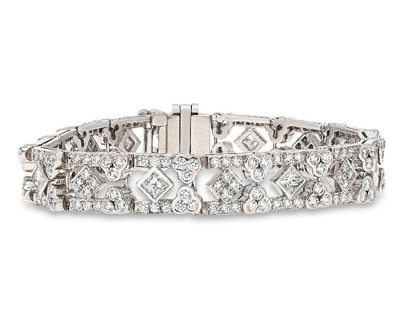 Elegant Infinity Bracelets-White Diamond Bracelet, 6.91 Carats