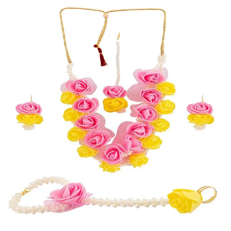 Zodiac Sign Necklaces-Mahi Floral Necklace Set With Beads