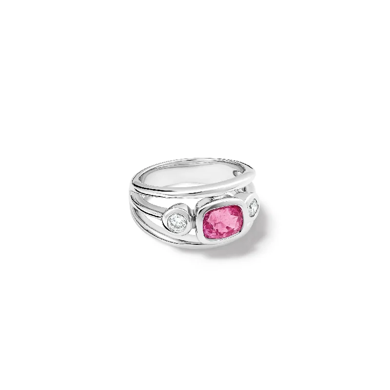 Colored Diamond Engagement Rings-Aeneus Ring 18ct White Gold - Pink Sapphire & Diamond