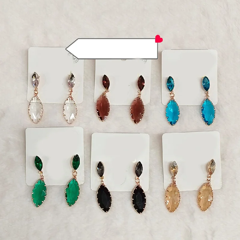 Vintage Crystal Earrings-Diyu Dhyu Crystal Stone Dangler Earrings (Assorted)