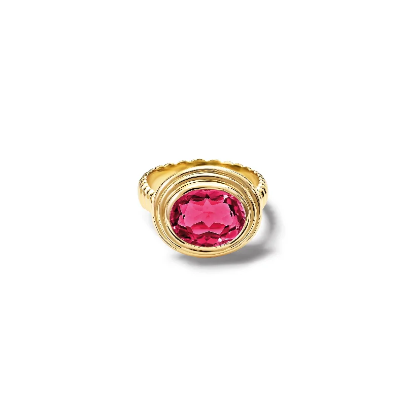 Wedding Rings with Colored Stones-Whirlpool II Ring Yellow Gold - Rhodolite Garnet