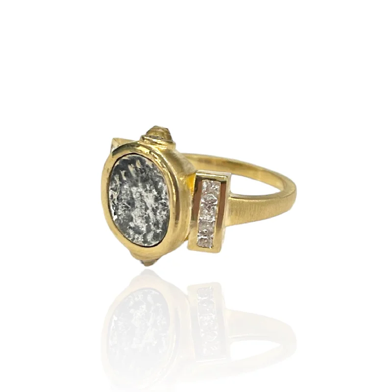 Stackable Engagement Rings-GOLD LEON COIN RING