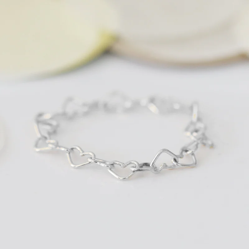 Personalized Couple Rings-CONNECTED HEART CHAIN RING