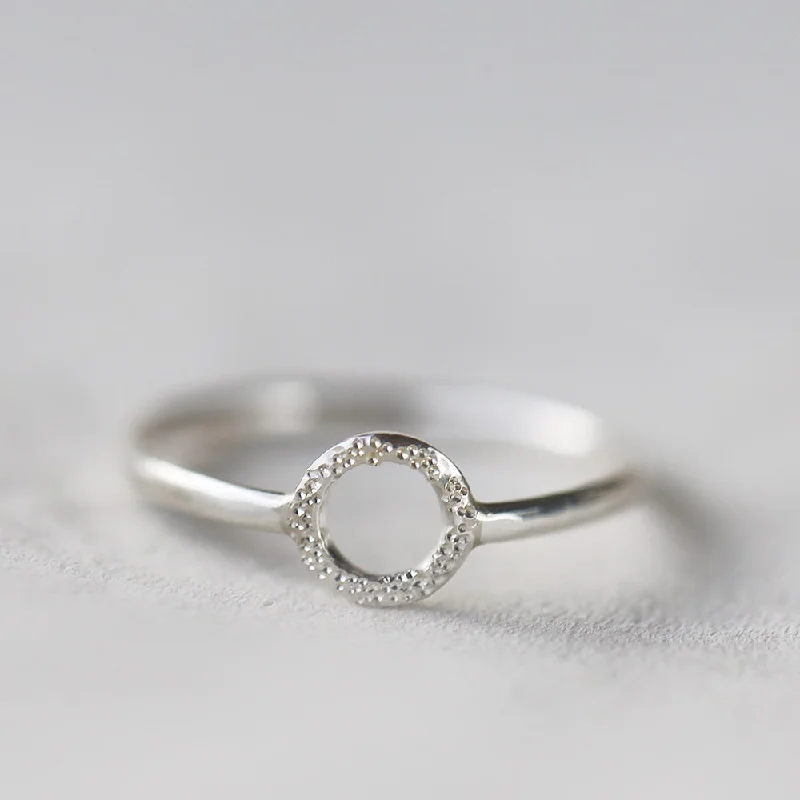 Fashionable Silver Rings-DIAMOND DUSTED MINI KARMA RING