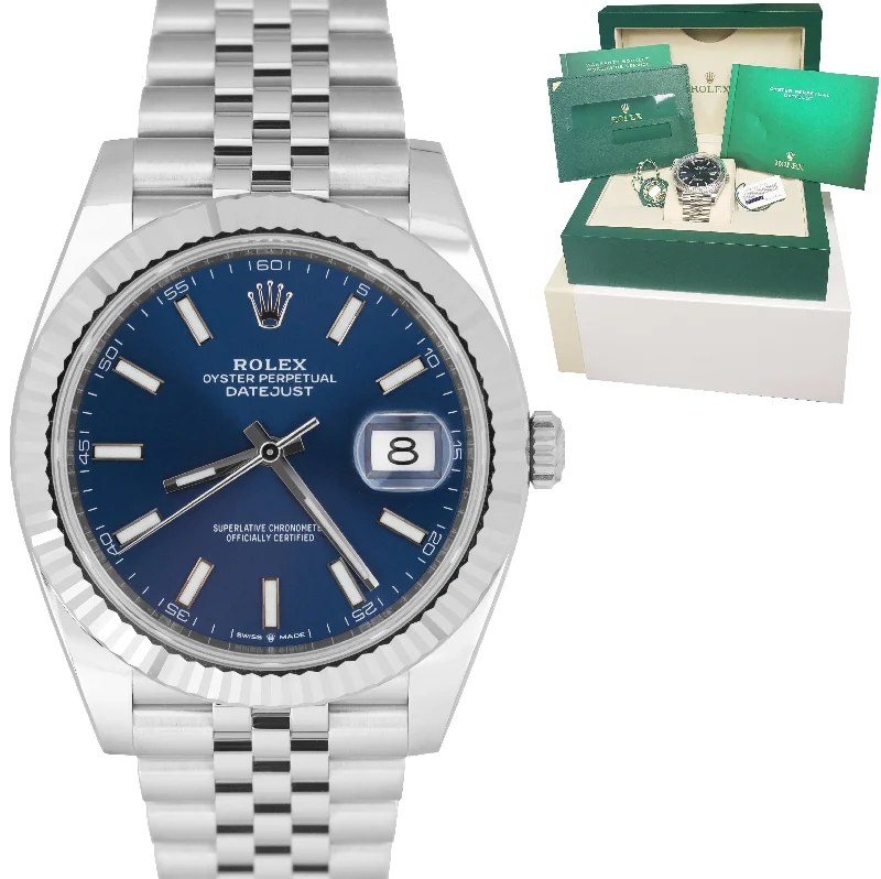 Digital Watches for Kids with Fun Features-NEW AUGUST 2022 Rolex DateJust 41 Blue Stainless Steel JUBILEE Watch 126334