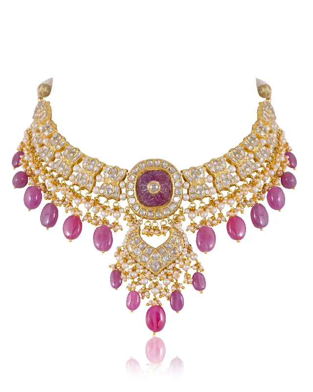 Romantic Necklaces for Couples-Shehnaz Polki Necklace