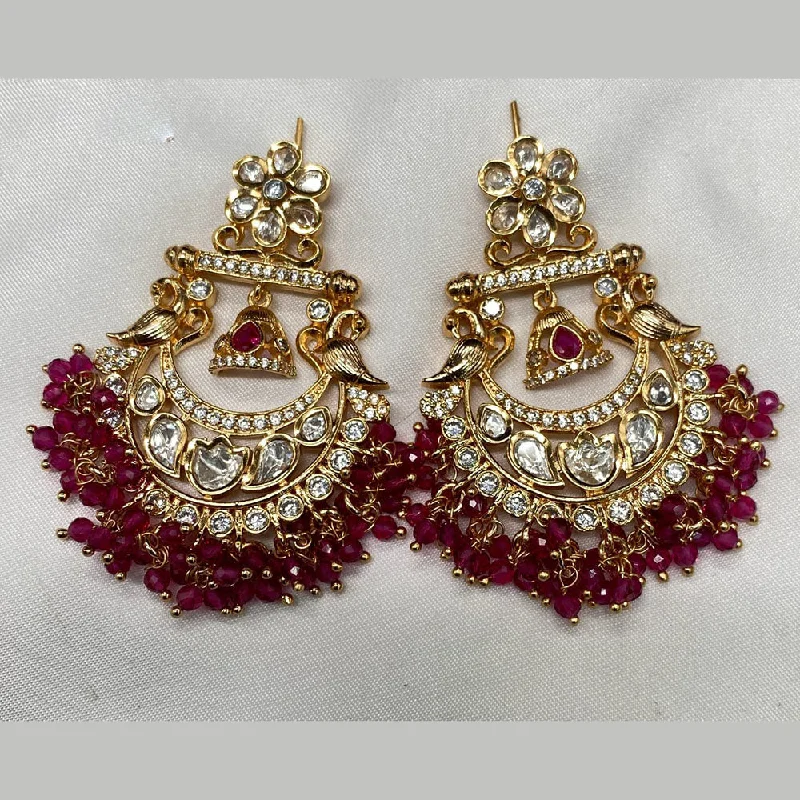 Elegant Bead Earrings-Amoliya Jewels Gold Plated Polki Kundan Stone And Beads Dangler Earrings