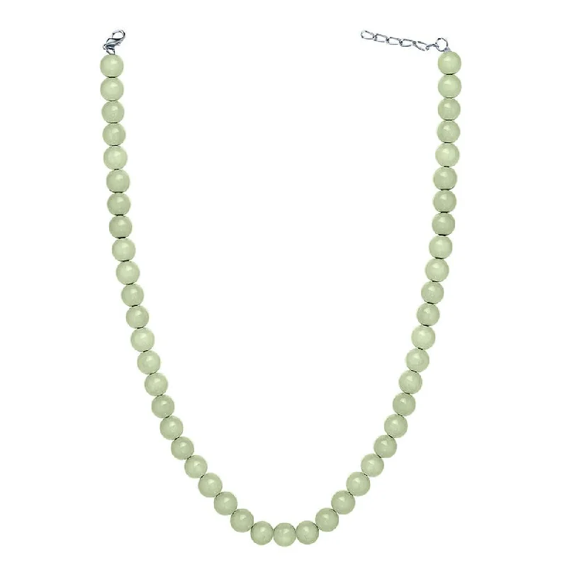 Affordable Necklaces for Women-Mahi Rhodium Plated Pearl Pastel Green Necklace with Swarovski Elements For Women