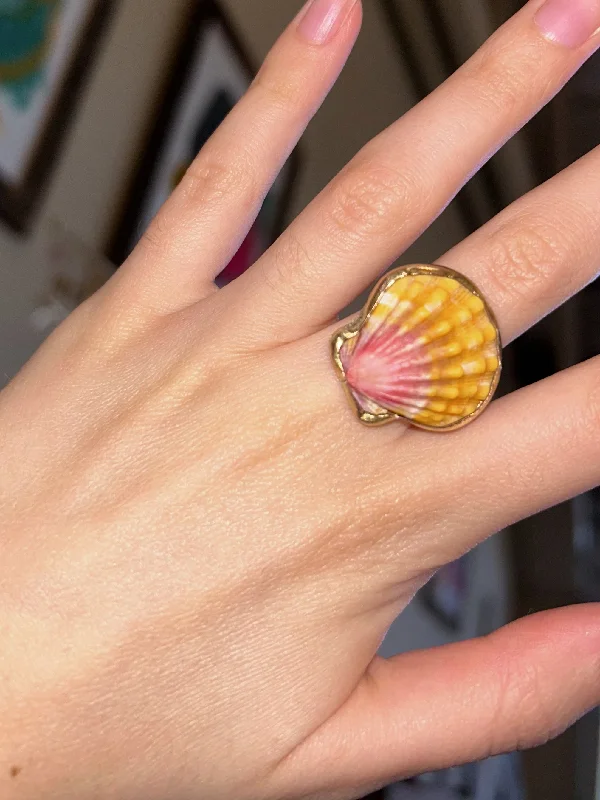 Sapphire Engagement Rings-Sunrise Shell Floral Band Ring