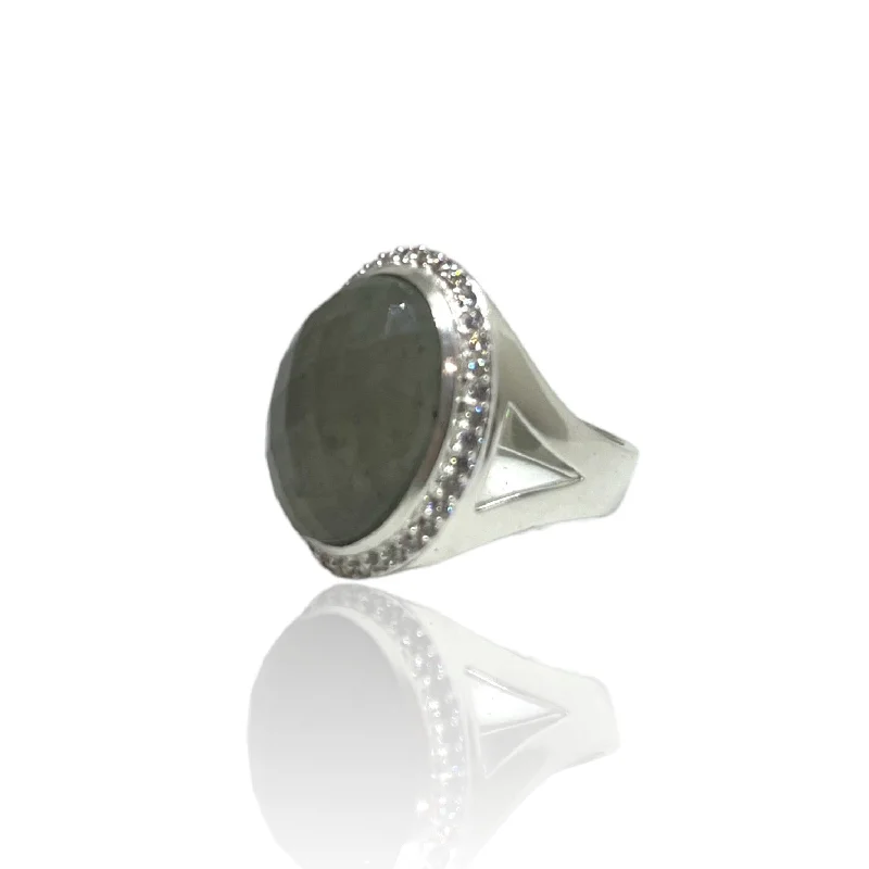 Vintage Promise Rings-SATIN SILVER LABRADORITE FORTE RING