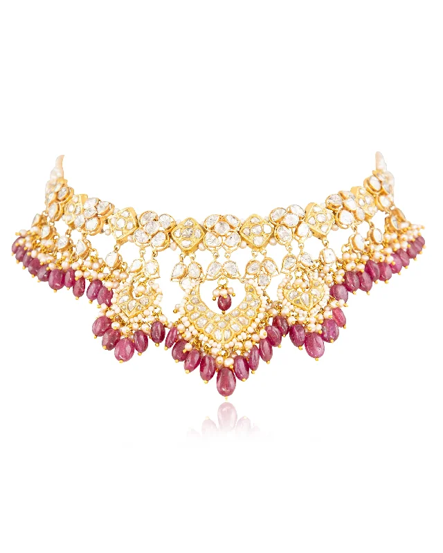 Chunky Gold Bead Necklaces-Ruha Polki Necklace