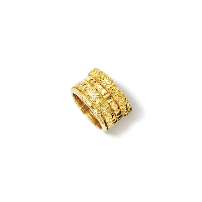 Customized Engagement Rings-Four Seasons Stacked Ring 18ct Yellow Gold