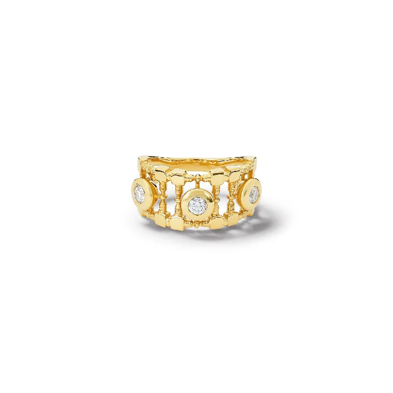 Unique Gold Engagement Rings-Mashrabiya Trellis Ring Yellow Gold - Diamond