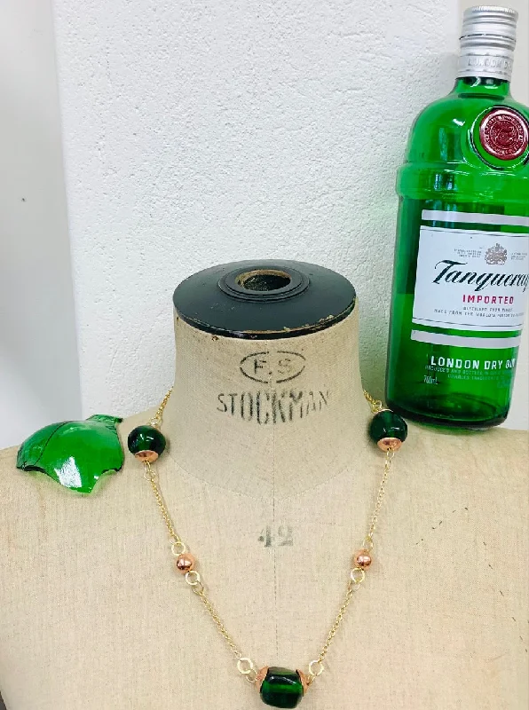 Diamond Pendant Necklaces-Tanqueray recycled glass short necklace