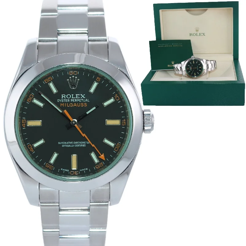 Luxury Watches with Automatic Movement-Rolex Milgauss 116400 Steel Green Black Anti-Magnetic Steel 40mm Watch Box