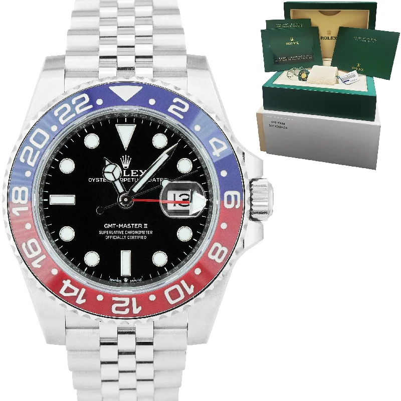 Adjustable Watches for Women-NEW 2022 Rolex GMT-Master II PEPSI Red / Blue Stainless 40mm Jubilee 126710 BLRO