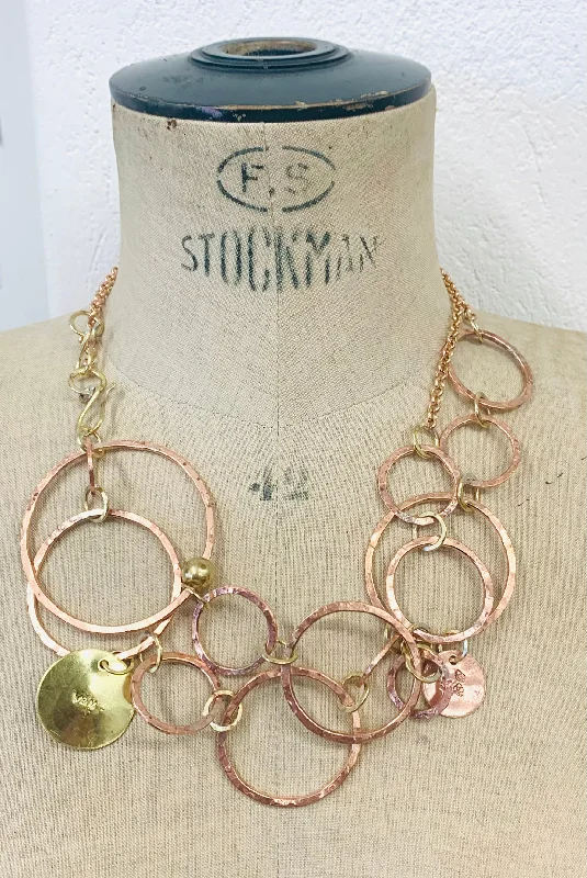 Dainty Silver Necklaces-Long Hoop circle copper