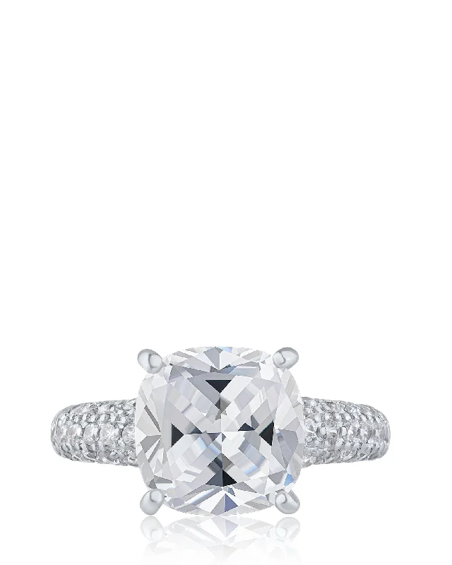 Classic Silver Rings-Cushion CZ ring