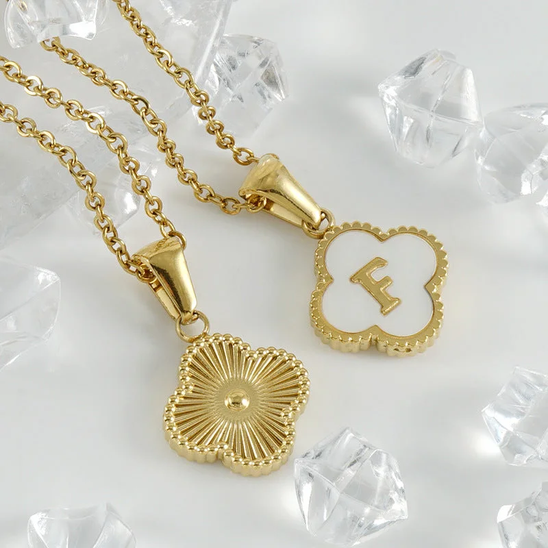 Trendy Charm Necklaces-Clover Letter Necklace