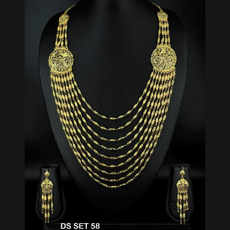 Multi-Colored Crystal Necklaces-Mahavir Forming Look Gold Plated beautiful Multi Layer Necklace Set  - DS SET 58