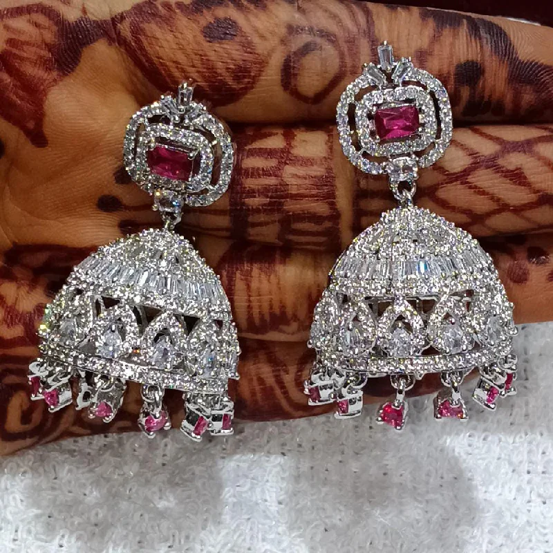 Funky Resin Earrings-Kavita Art Silver Plated American Diamond Jhumki