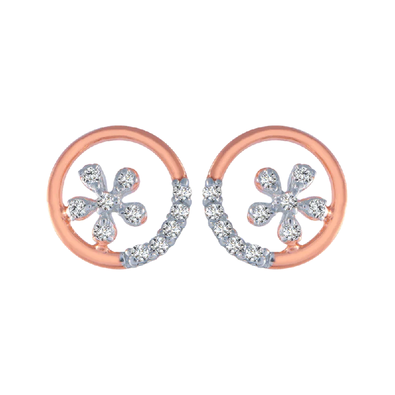 Sparkly Drop Earrings-14KT (585) Rose Gold And Diamond Stud Earrings For Women