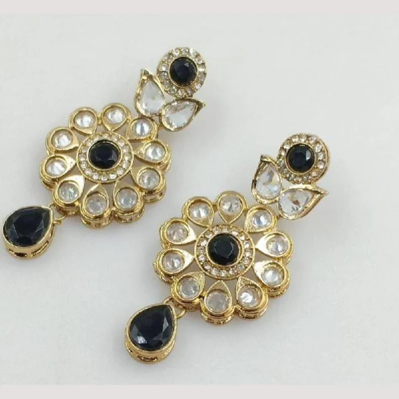 Lightweight Gold Earrings-Rani Sati Jewels Gold Plated Crystal Stone Dangler Earrings