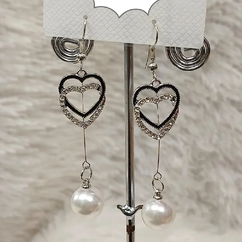 Designer Earrings Online-Diyu Dhyu Silver Plated Austrian Stone Dangler Earrings