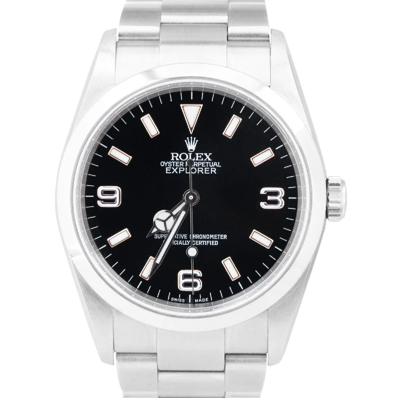 High-End Watches for Special Occasions-Rolex Explorer I Black 36mm Stainless Steel Automatic Oyster Watch 114270