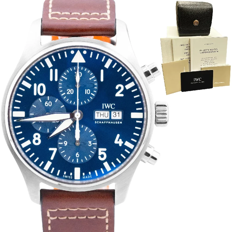 Trendy LED Watches for Men-2021 IWC Pilot Le Petit Prince Blue 43mm Stainless Chronograph Watch IW377714