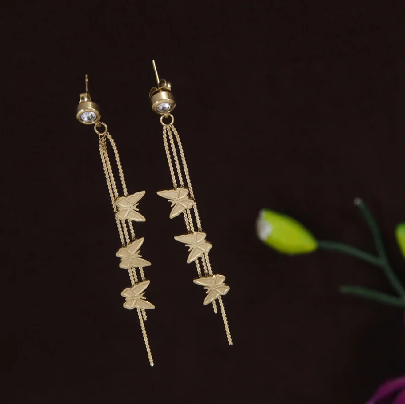 Geometric Earrings-Tarohi Jewels Stainless Steel Gold/Silver Plated Butterfly Chain Dangle Earring- STNER 3884