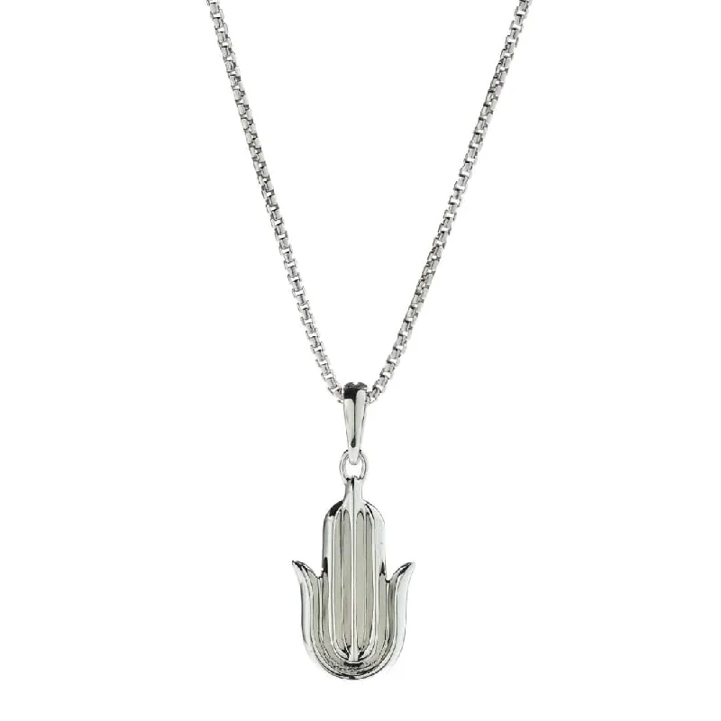 Silver Heart Pendant Necklaces-Hamsa Necklace