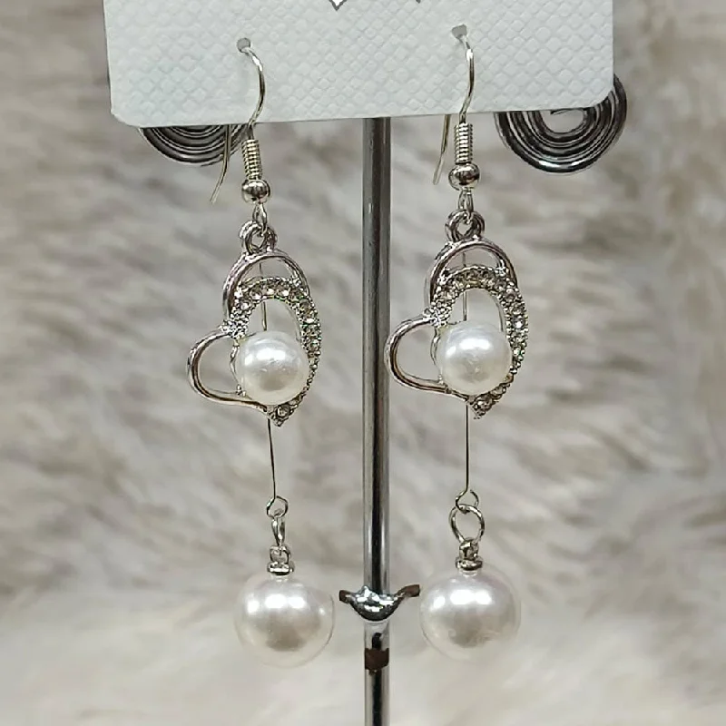 Handcrafted Earrings-Diyu Dhyu Silver Plated Austrian Stone Dangler Earrings