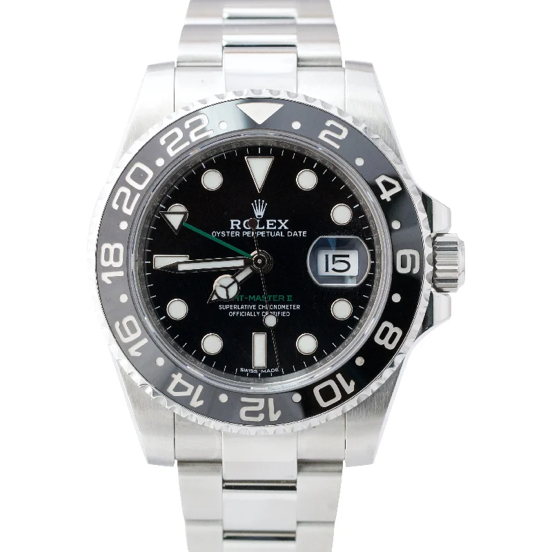 Luxury Watches with Leather Straps-RANDOM SERIAL Men's Rolex GMT-Master II Black 40mm Ceramic Steel 116710 Watch