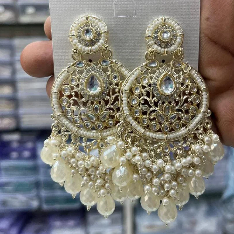 Fashion Earrings for Special Occasions-Manisha Jewellery Gold Plated Kundan Stone And Pearls  Dangler Earrings