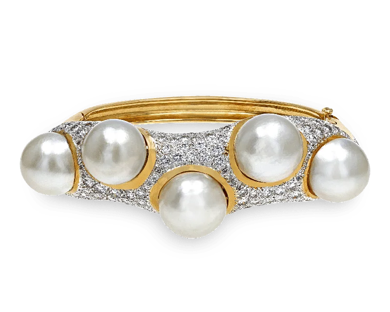 Classic Chain Bracelets-Pearl and Diamond Bracelet