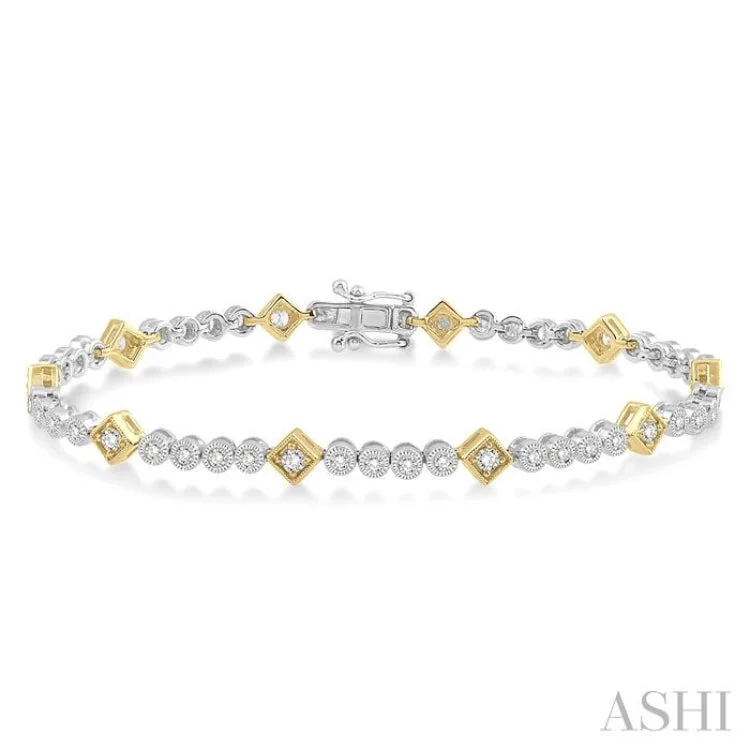 Adjustable Silver Bangles-1 1/2 Ctw Round & Diamond Mount Round Cut Diamond Bracelet in 14K White and Yellow Gold