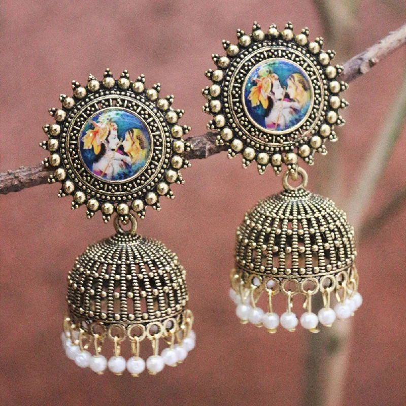 Diamond Stud Earrings-H K Fashion Gold Plated Pearls Jhumki Earrings