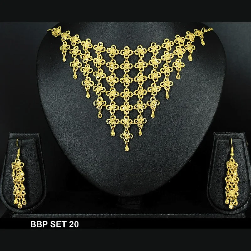 Long Diamond Necklaces-Mahavir Forming Gold Necklace Set  - BBP SET 20