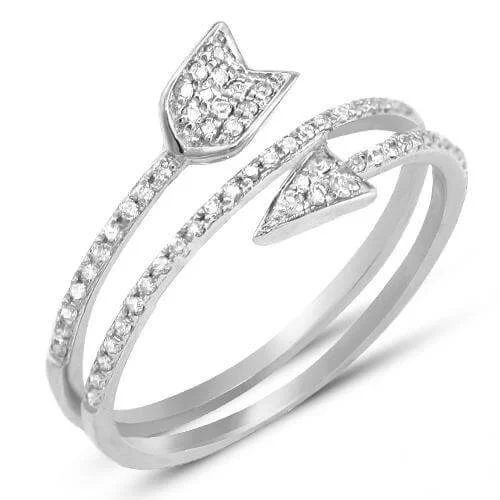 Custom Engagement Rings with Gemstones-14KW 0.40 CTTW DIAMOND DESIGNER ARROW RING