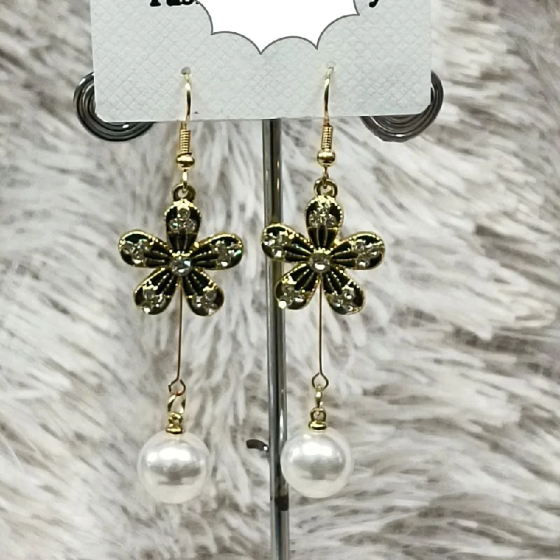 Custom Gemstone Earrings-Diyu Dhyu Gold Plated Austrian Stone Dangler Earrings