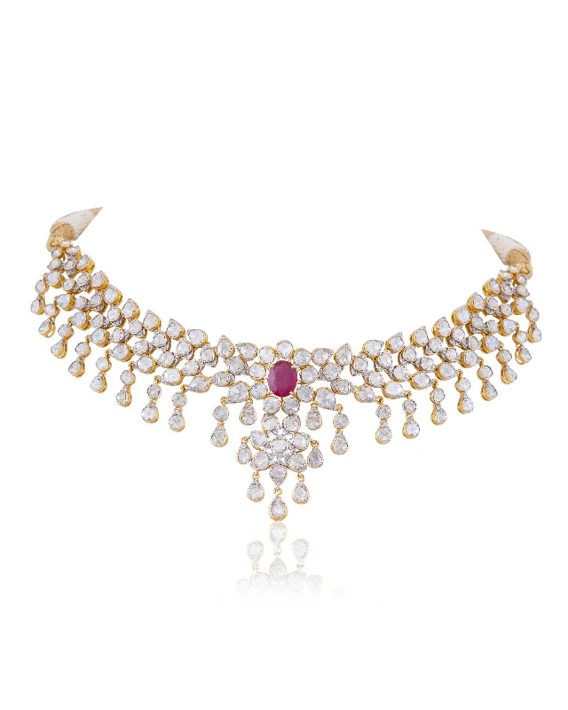 Modern Diamond Necklaces-Atiya Polki And Diamond Necklace